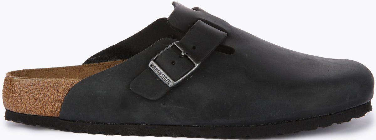 Zoccoli Birkenstock Boston | Vera pelle nera per uomo e donna