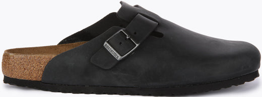 Zoccoli Birkenstock Boston | Vera pelle nera per uomo e donna