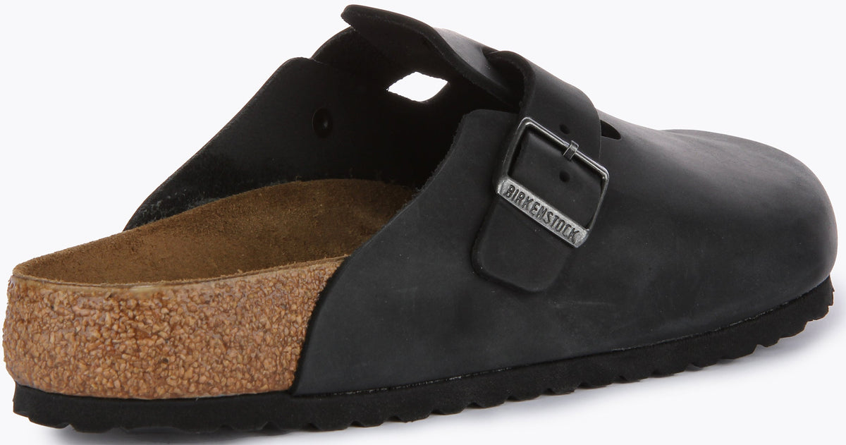 Zoccoli Birkenstock Boston | Vera pelle nera per uomo e donna