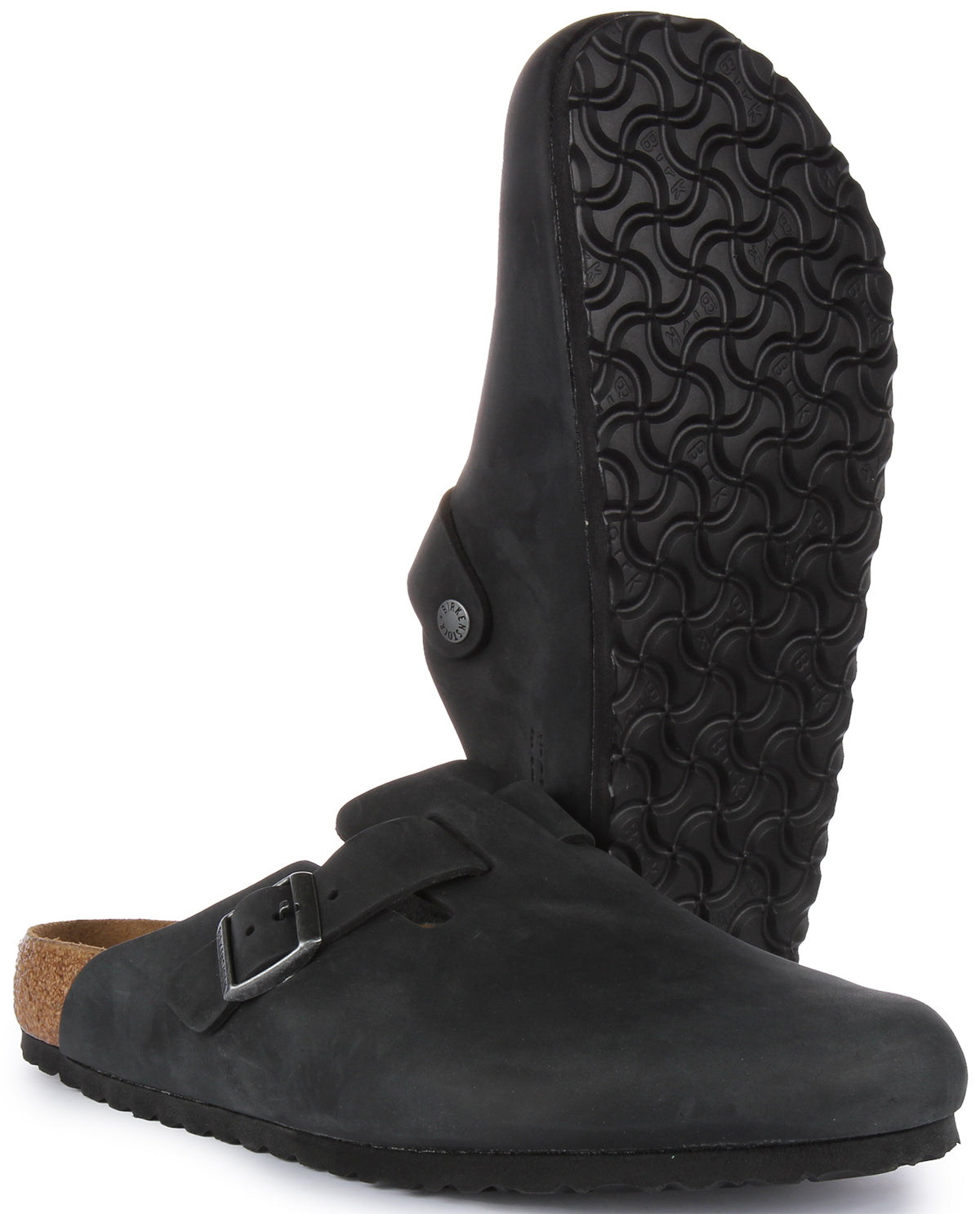 Zoccoli Birkenstock Boston | Vera pelle nera per uomo e donna