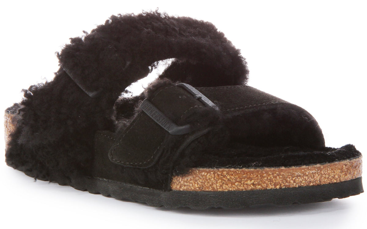 Sandali Birkenstock Arizona | Pelle autentica nera - Finitura bicolore da donna