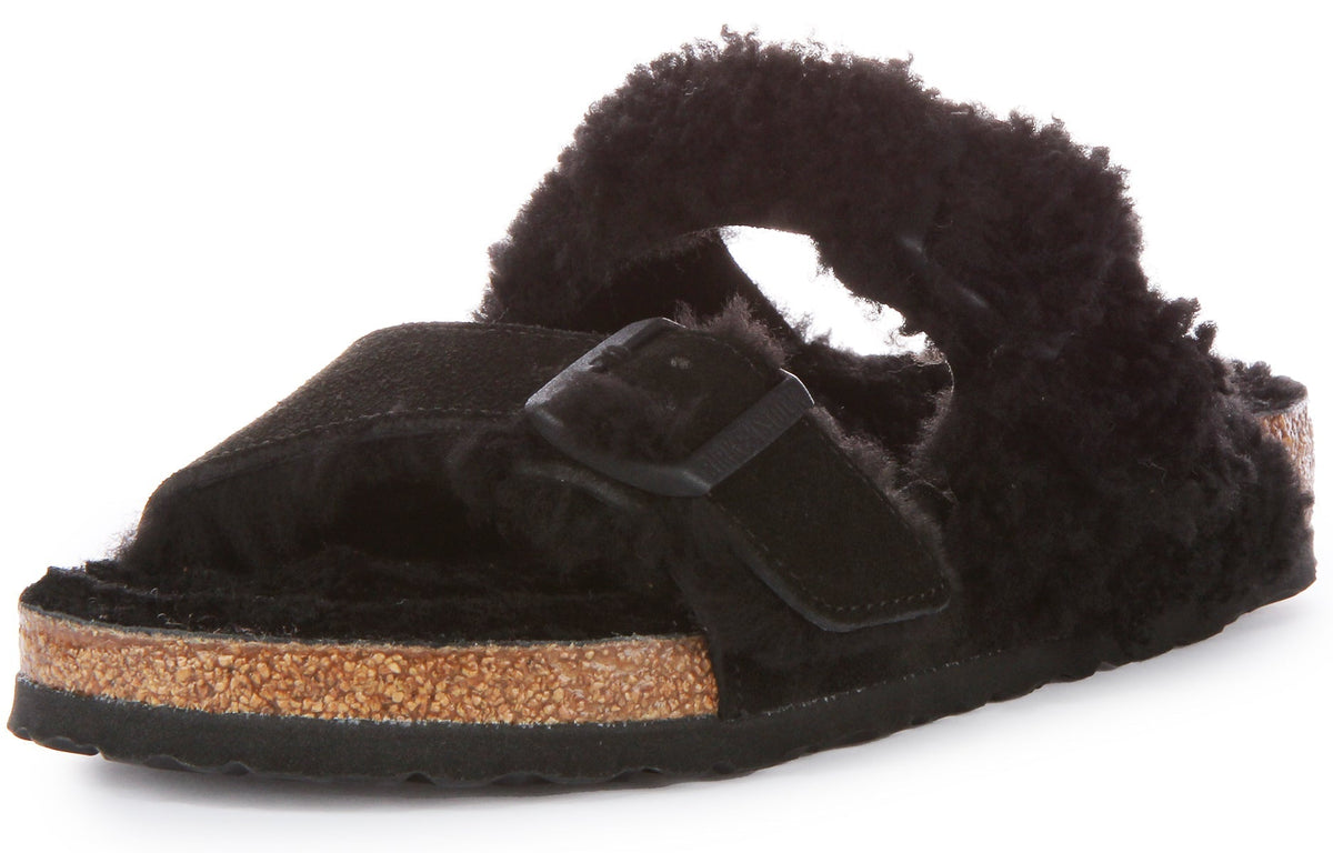 Sandali Birkenstock Arizona | Pelle autentica nera - Finitura bicolore da donna