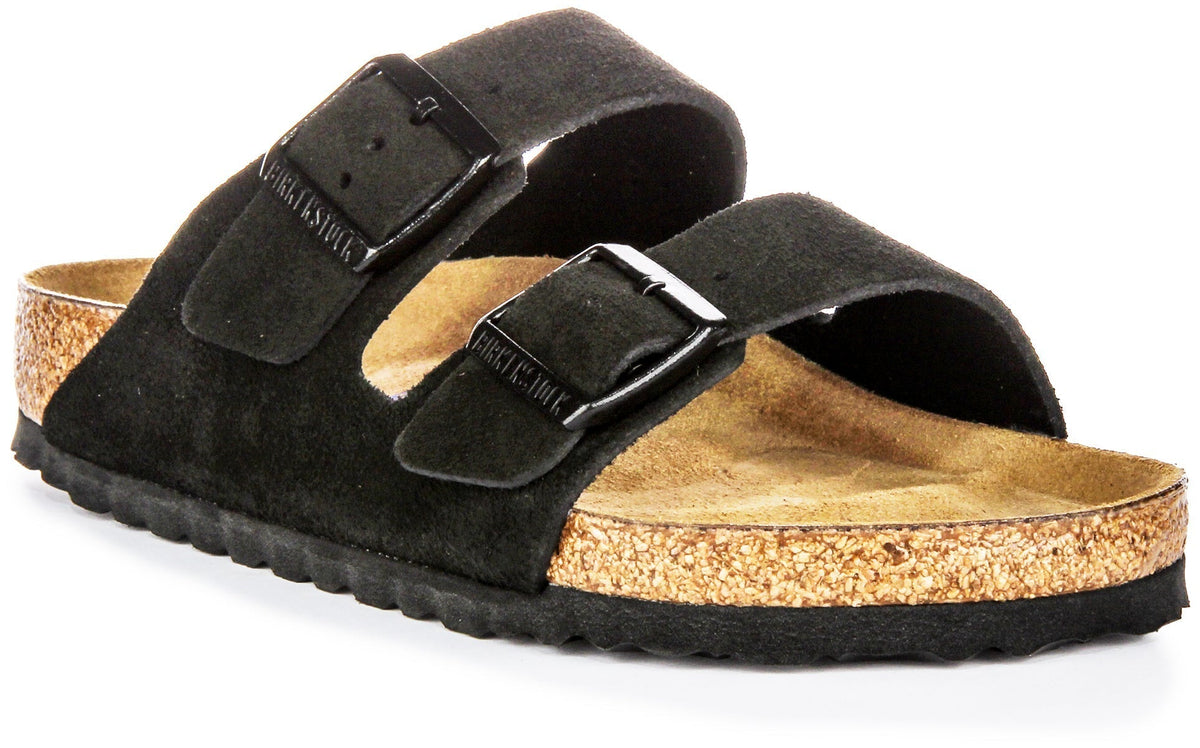 Sandales Birkenstock Arizona | cuir suédé noir - semelle intérieure souple pour homme et femme