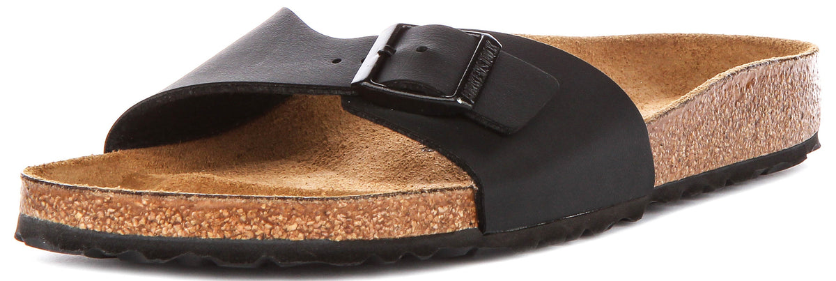 Birkenstock Madrid-sandalen | Zwart Birko-Flor voor dames - Smalle pasvorm