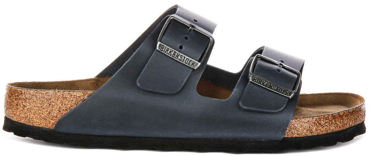 Sandali Birkenstock Arizona | pelle vera blu, plantare morbido da uomo e donna, calzata regular