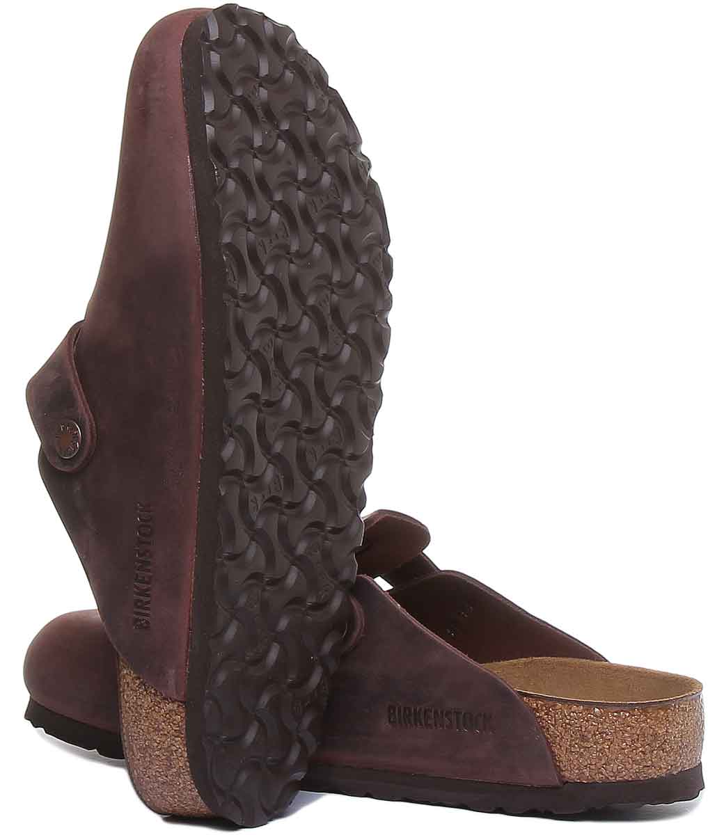 Zoccoli Birkenstock Boston | vera pelle marrone scuro da uomo