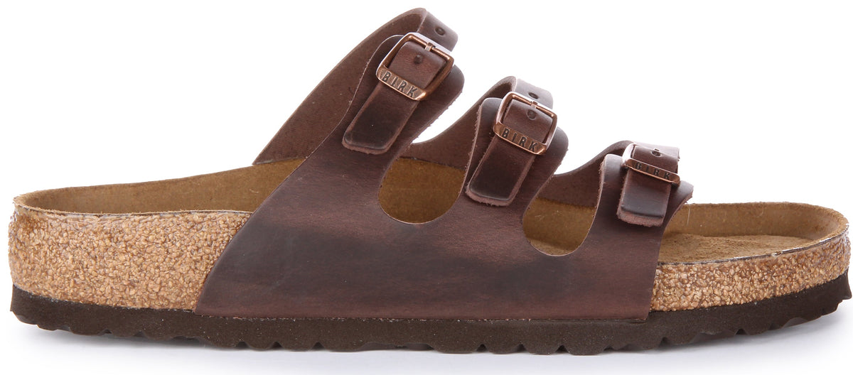 Sandali Birkenstock Florida | Vera pelle marrone scuro per donna