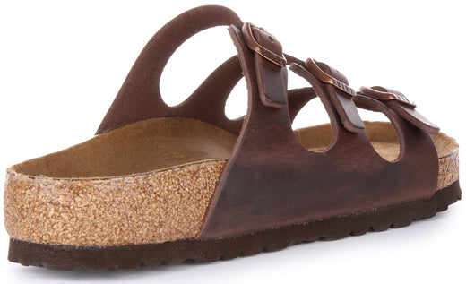 Sandali Birkenstock Florida | Vera pelle marrone scuro per donna