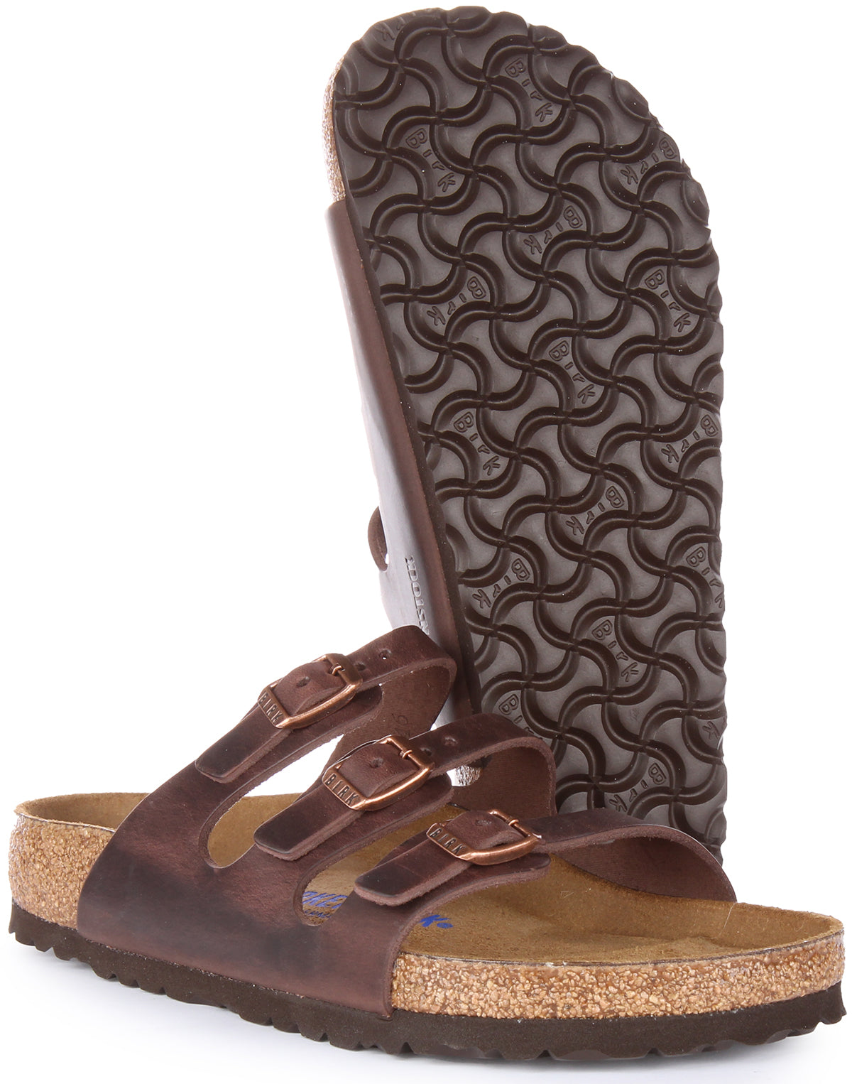 Sandali Birkenstock Florida | Vera pelle marrone scuro per donna