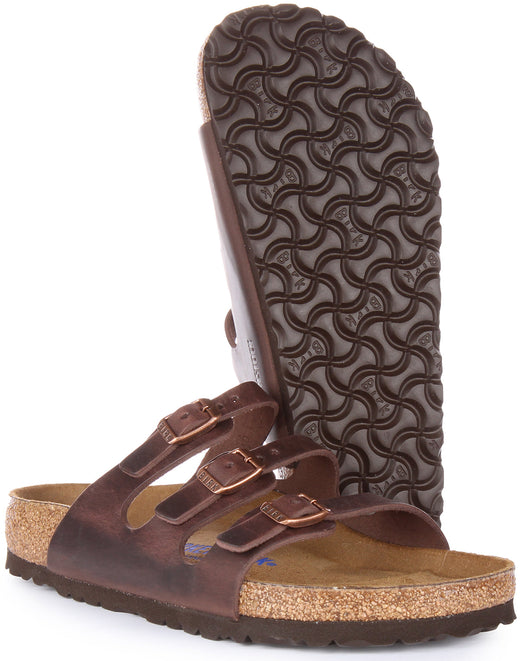 Sandali Birkenstock Florida | Vera pelle marrone scuro per donna