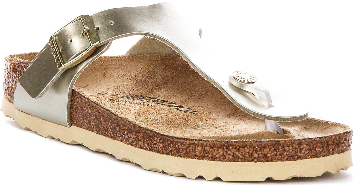 Sandali Birkenstock Gizeh | Birko-Flor dorato per bambini - Calzata stretta