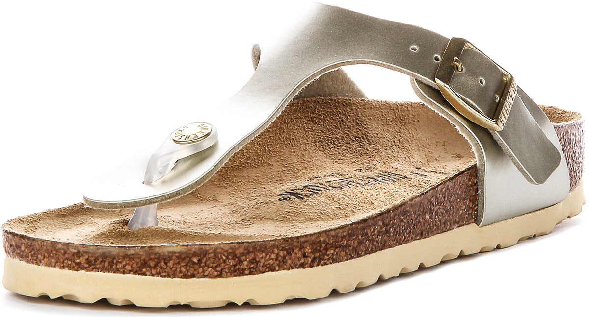 Sandali Birkenstock Gizeh | Birko-Flor dorato per bambini - Calzata stretta
