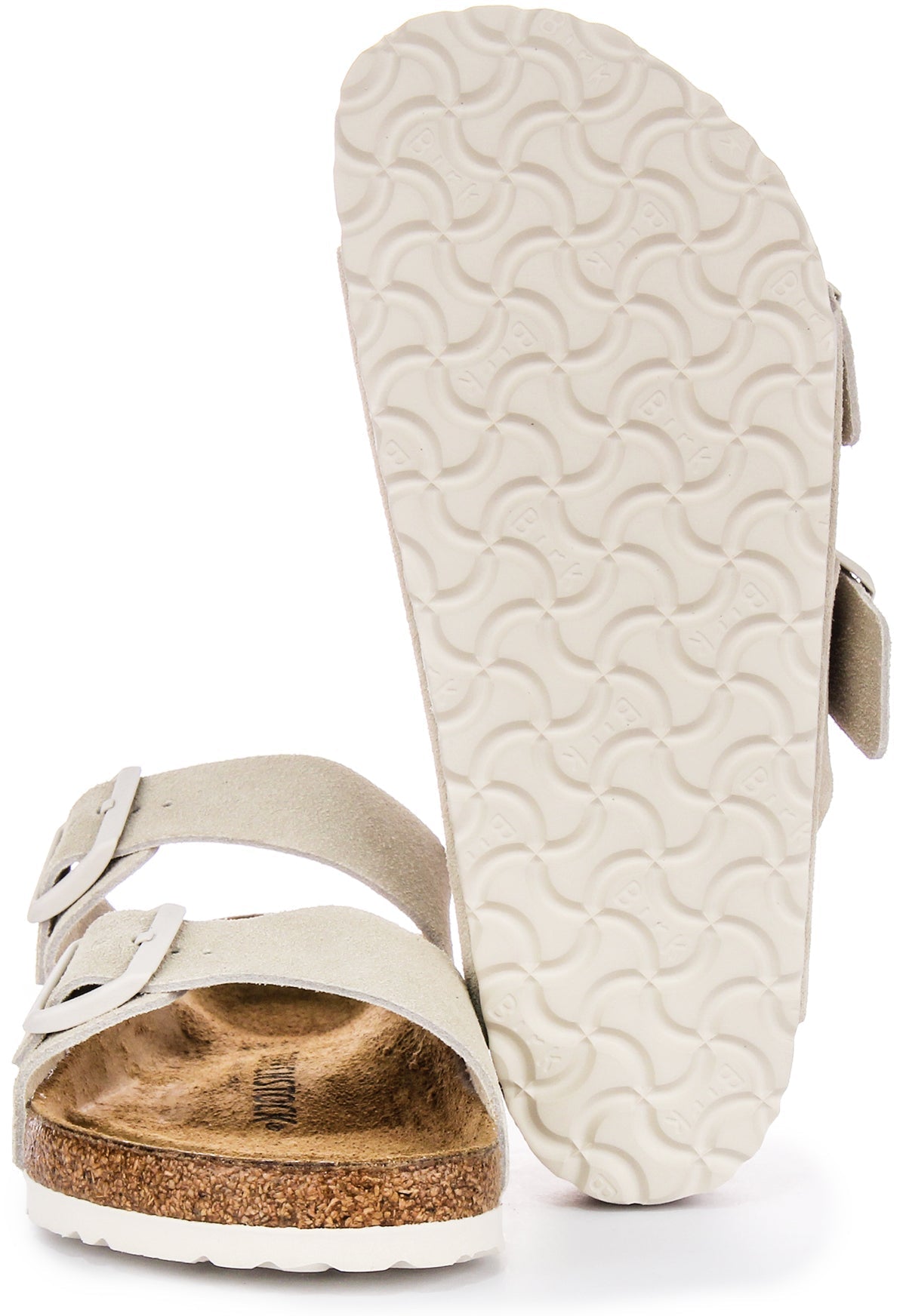 Sandales Birkenstock Arizona | Birko-Flor gris clair pour femme - largeur normale