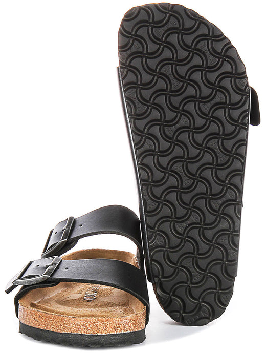 Sandali Birkenstock Arizona | Birko-Flor nero metallizzato - Finitura metallizzata da donna - Calzata regolare