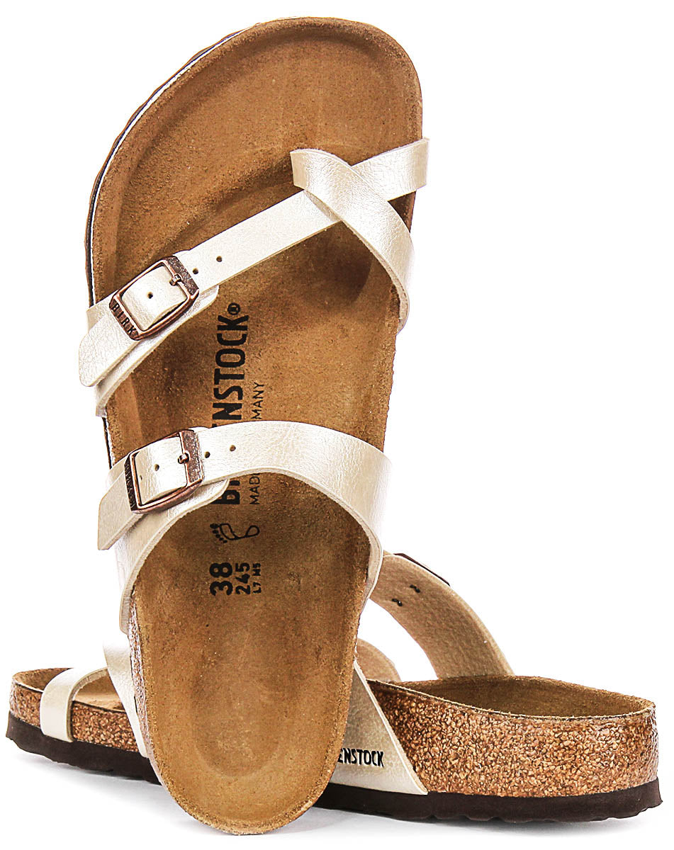 Sandales Birkenstock Mayari | Birko-Flor blanc perle - finition métallisée pour femmes