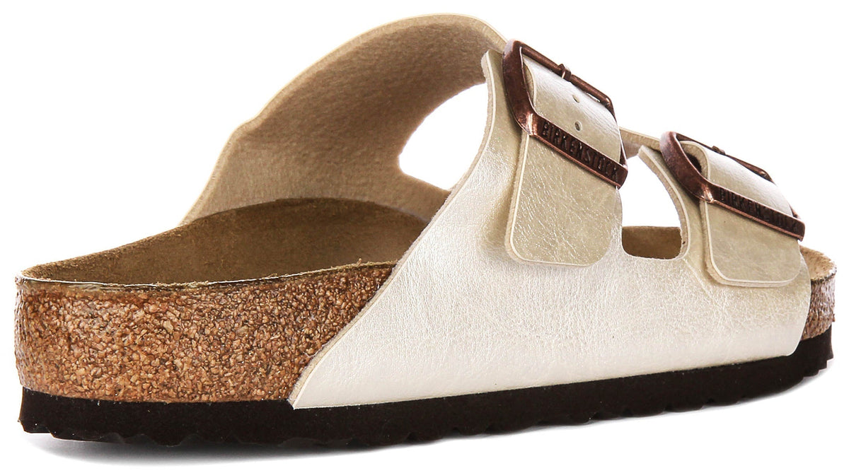 Sandalias Birkenstock Arizona | Birko-Flor blanco perla para mujer - horma regular