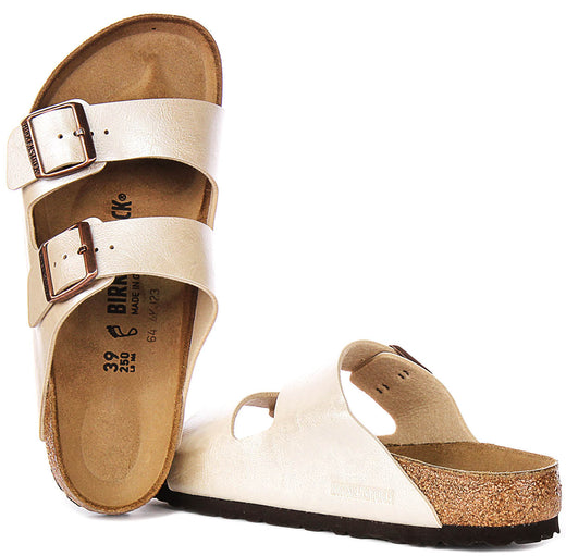 Sandali Birkenstock Arizona | Birko-Flor bianco perla per donna - calzata regolare