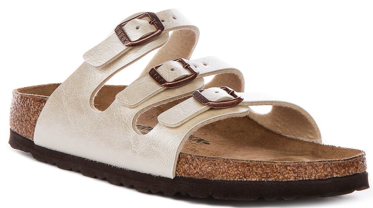 Birkenstock Florida-sandalen | parelwit Birko-Flor voor dames - smalle pasvorm