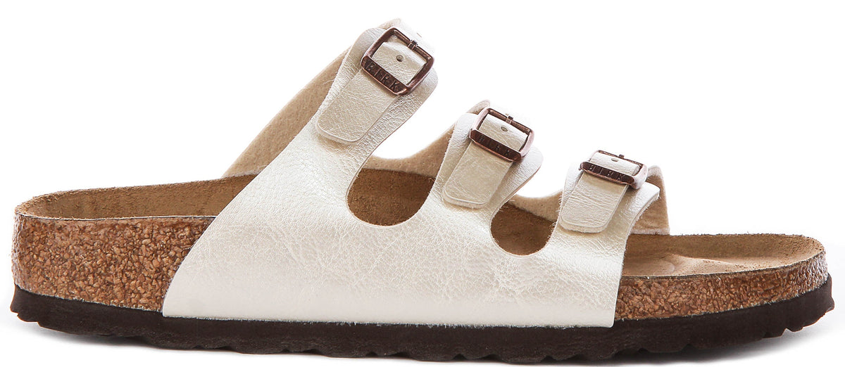 Birkenstock Florida-sandalen | parelwit Birko-Flor voor dames - smalle pasvorm