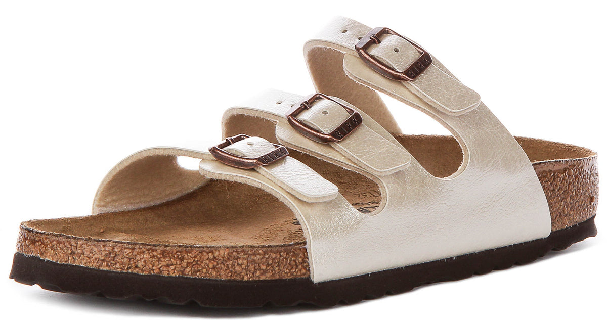Birkenstock Florida-sandalen | parelwit Birko-Flor voor dames - smalle pasvorm