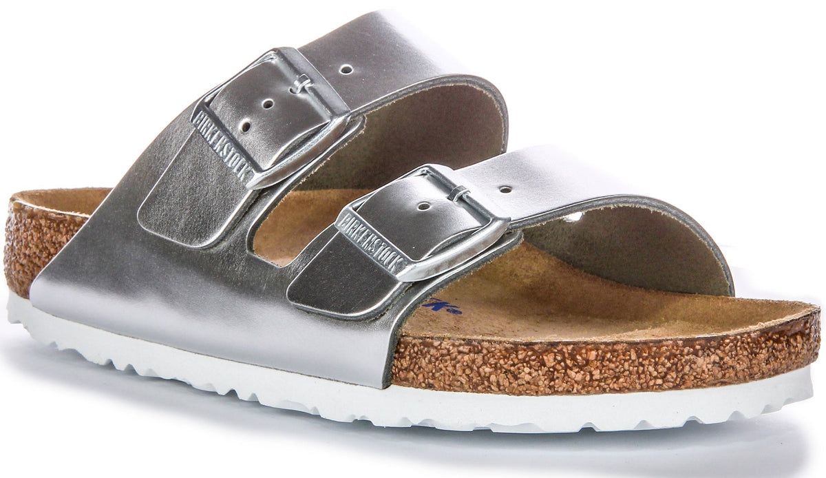 Birkenstock Arizona-sandaler | silverfärgat äkta läder för dam