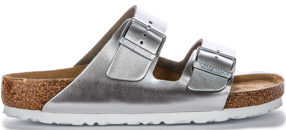 Birkenstock Arizona-sandaler | silverfärgat äkta läder för dam