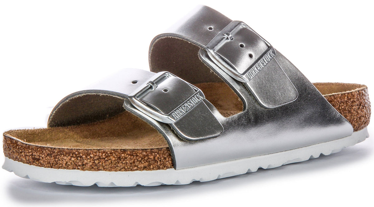 Birkenstock Arizona-sandaler | silverfärgat äkta läder för dam