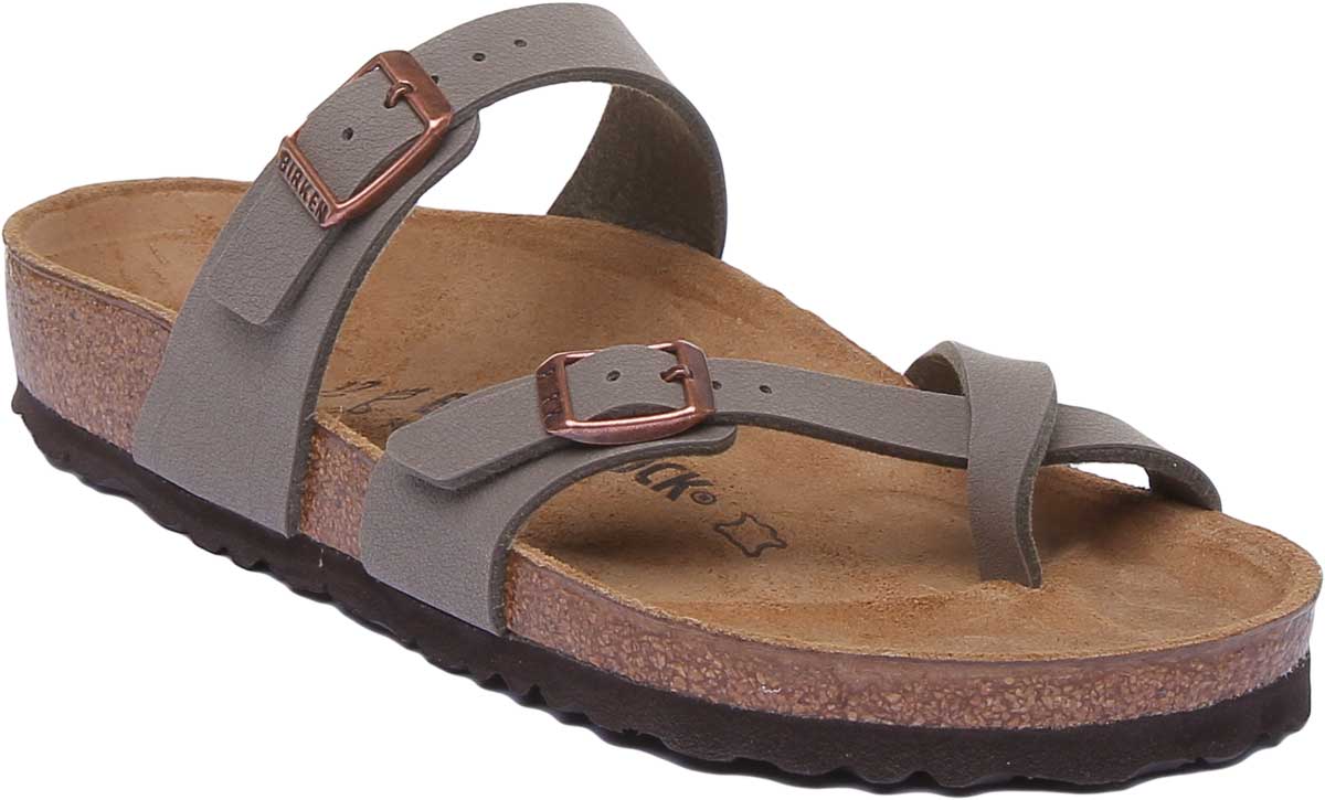 Sandali Birkenstock Mayari | Birko-Flor color pietra - finitura metallizzata da donna