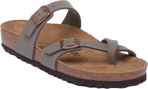 Sandali Birkenstock Mayari | Birko-Flor color pietra - finitura metallizzata da donna