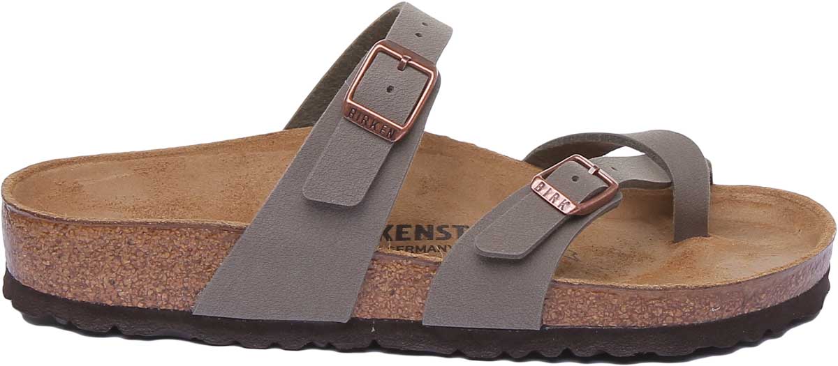 Sandali Birkenstock Mayari | Birko-Flor color pietra - finitura metallizzata da donna