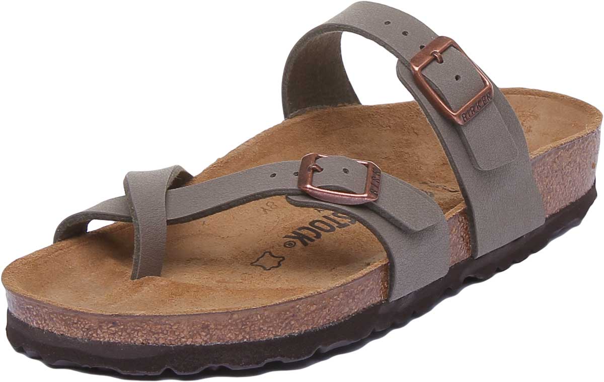 Sandali Birkenstock Mayari | Birko-Flor color pietra - finitura metallizzata da donna