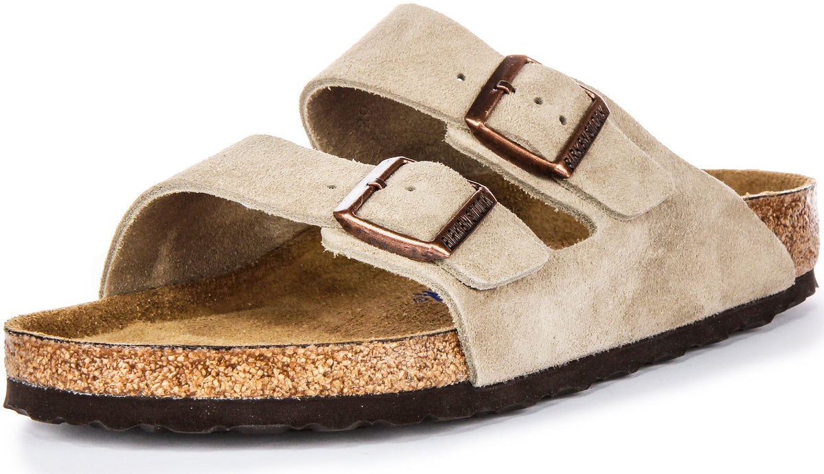 Sandalias Birkenstock Arizona | Ante color topo - Plantilla suave para hombres y mujeres