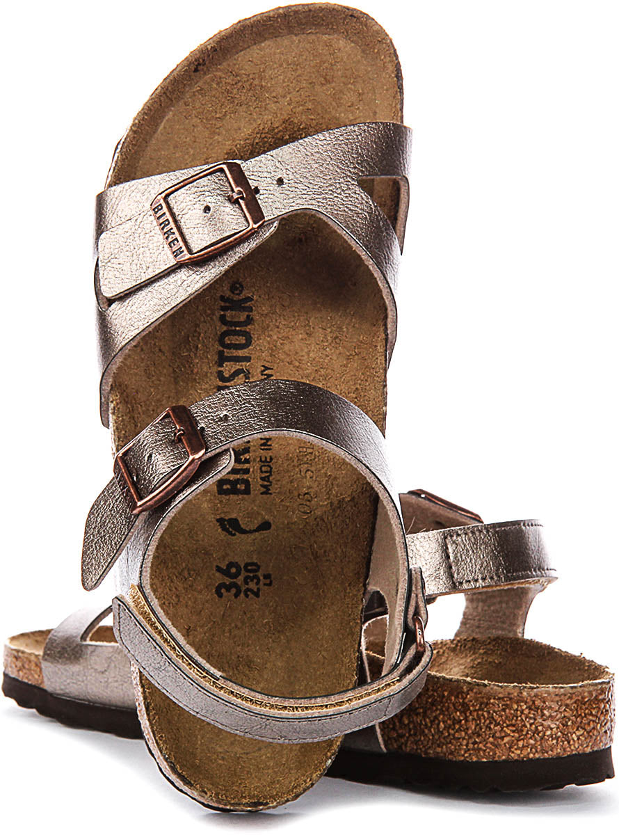 Sandales Birkenstock Rio | Birko-Flor taupe pour enfant - Coupe étroite
