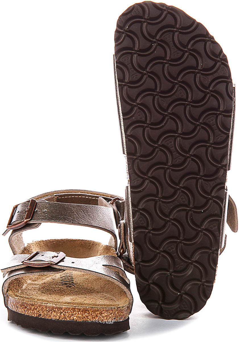 Sandales Birkenstock Rio | Birko-Flor taupe pour enfant - Coupe étroite
