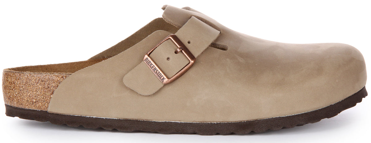 Zoccoli Birkenstock Boston | Pelle autentica color tabacco da donna