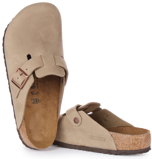 Zoccoli Birkenstock Boston | Pelle autentica color tabacco da donna