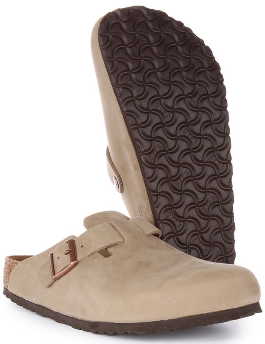 Zoccoli Birkenstock Boston | Pelle autentica color tabacco da donna