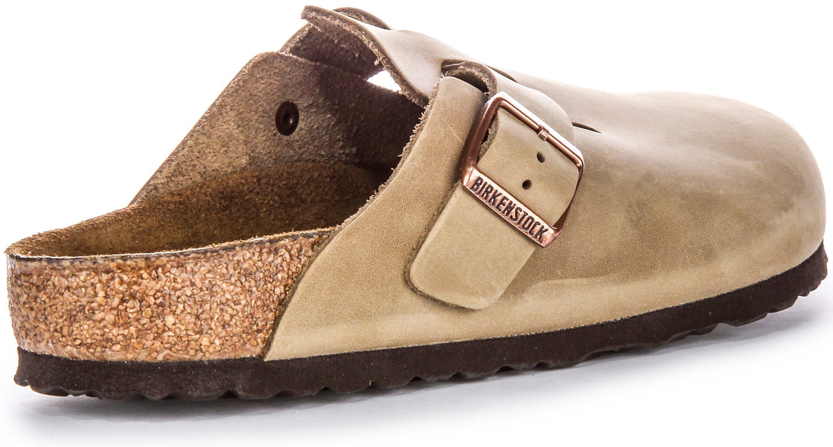 Sabots Birkenstock Boston | cuir véritable tabac pour homme et femme