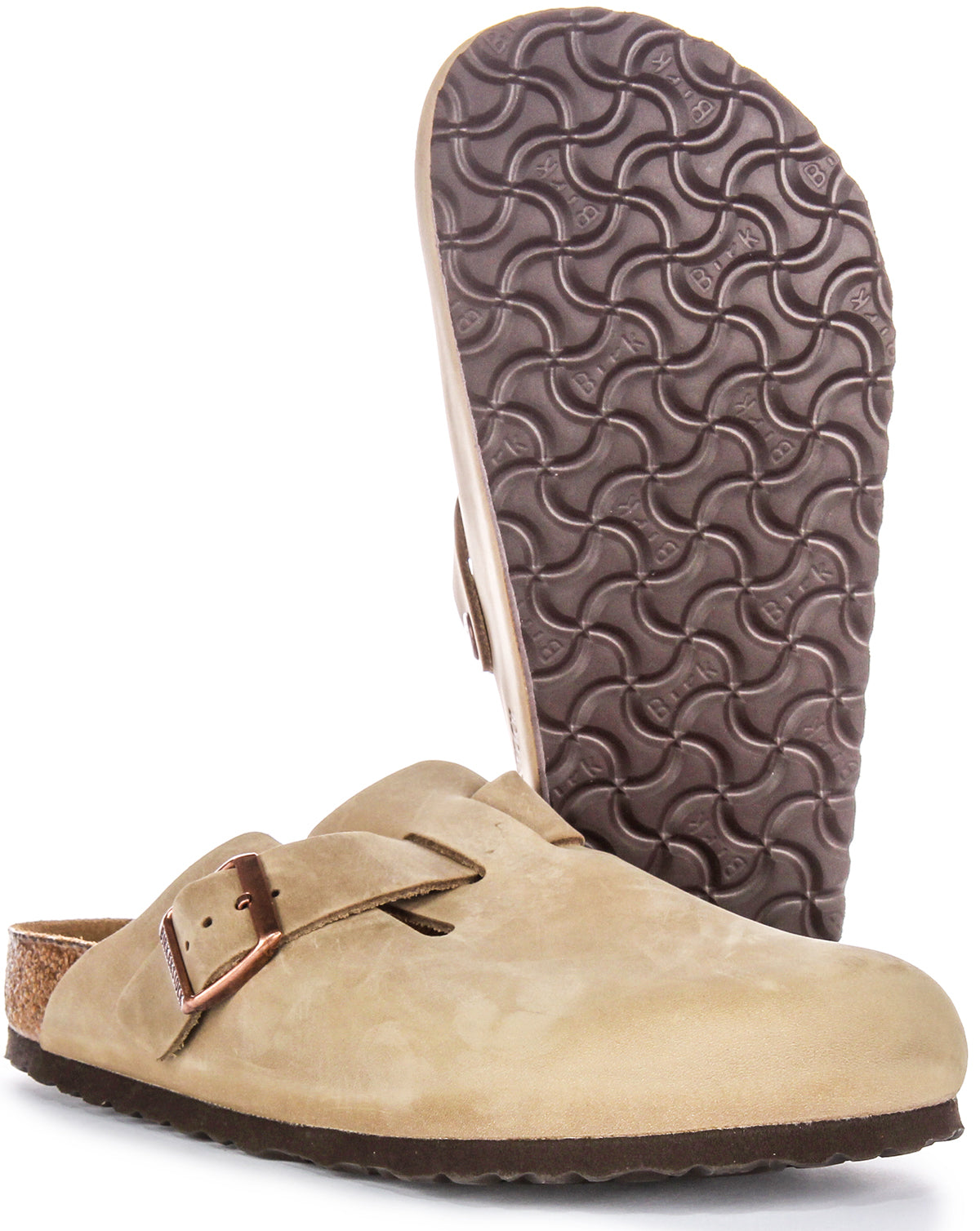 Sabots Birkenstock Boston | cuir véritable tabac pour homme et femme