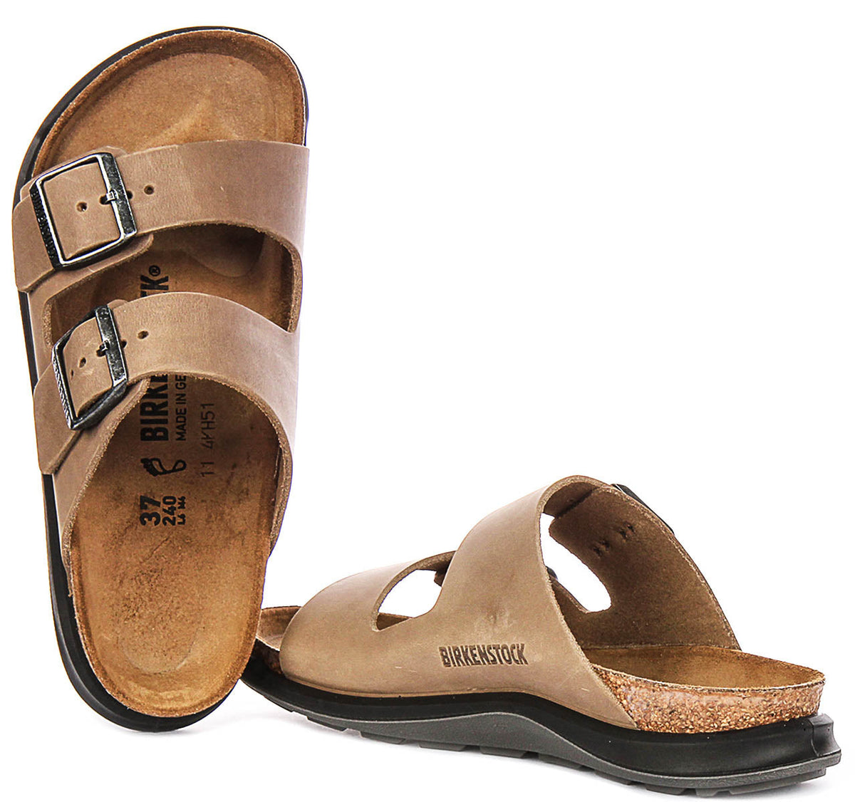 Birkenstock Arizona-sandalen | Tabakskleurig echt leer - Crosstown-zool voor dames - Normale pasvorm