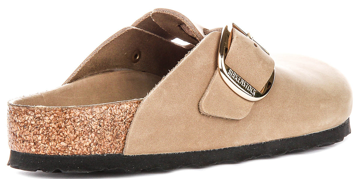 Zuecos Birkenstock Boston | cuero nobuk color tabaco - hebilla grande para hombre y mujer - ajuste normal
