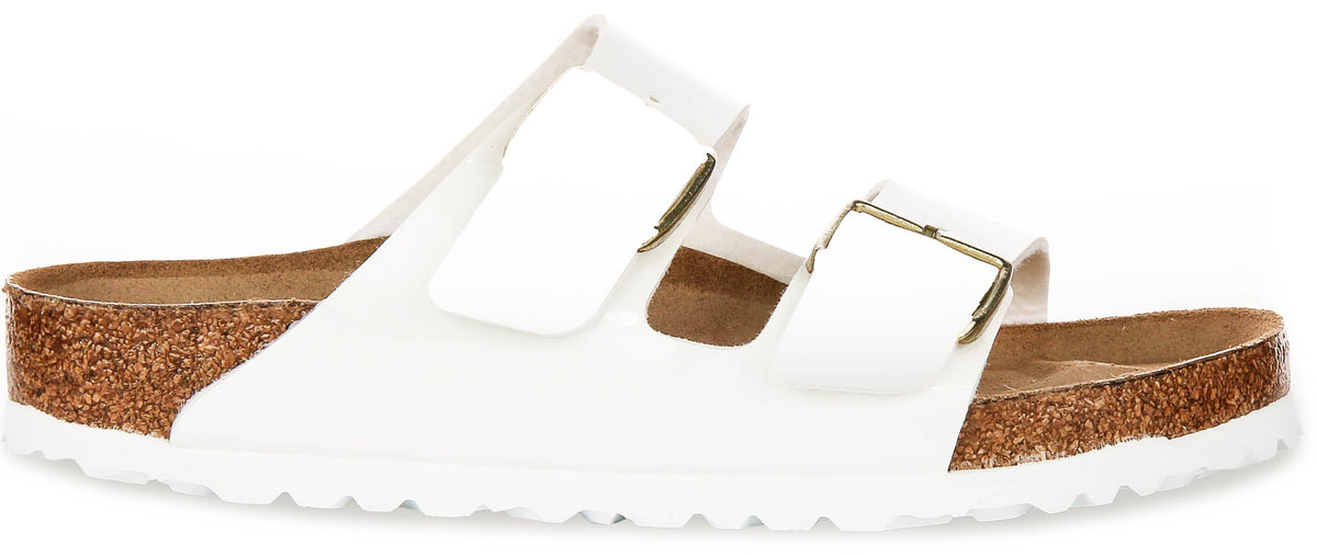 Sandali Birkenstock Arizona | pelle bianca con finitura verniciata da donna - calzata regolare
