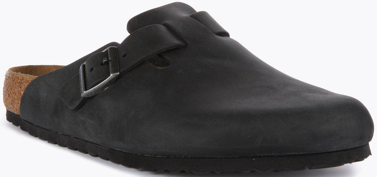 Zoccoli Birkenstock Boston | Vera pelle nera per uomo e donna