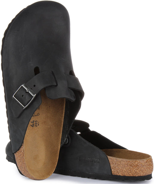Zoccoli Birkenstock Boston | Vera pelle nera per uomo e donna