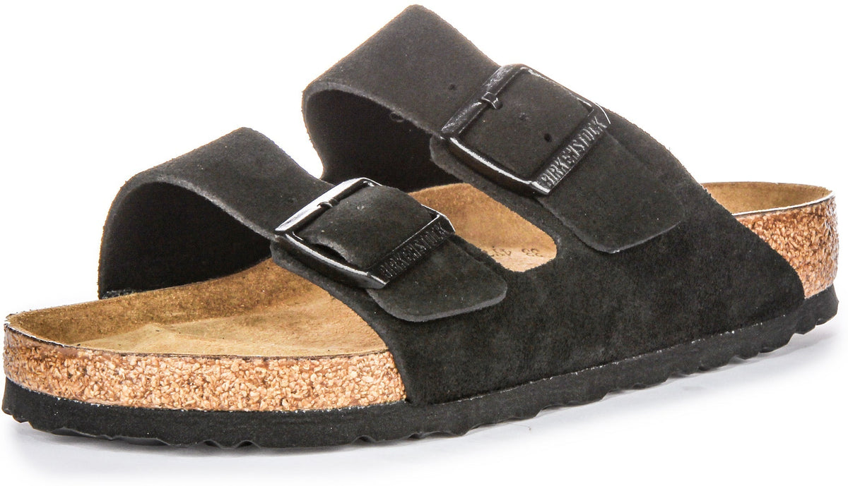 Sandales Birkenstock Arizona | cuir suédé noir - semelle intérieure souple pour homme et femme