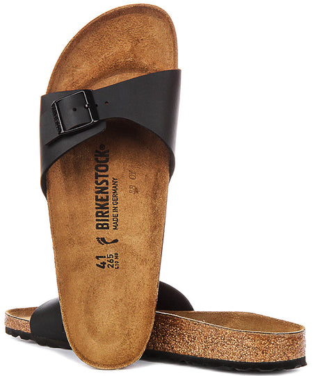 Birkenstock Madrid-sandalen | Zwart Birko-Flor voor dames - Smalle pasvorm