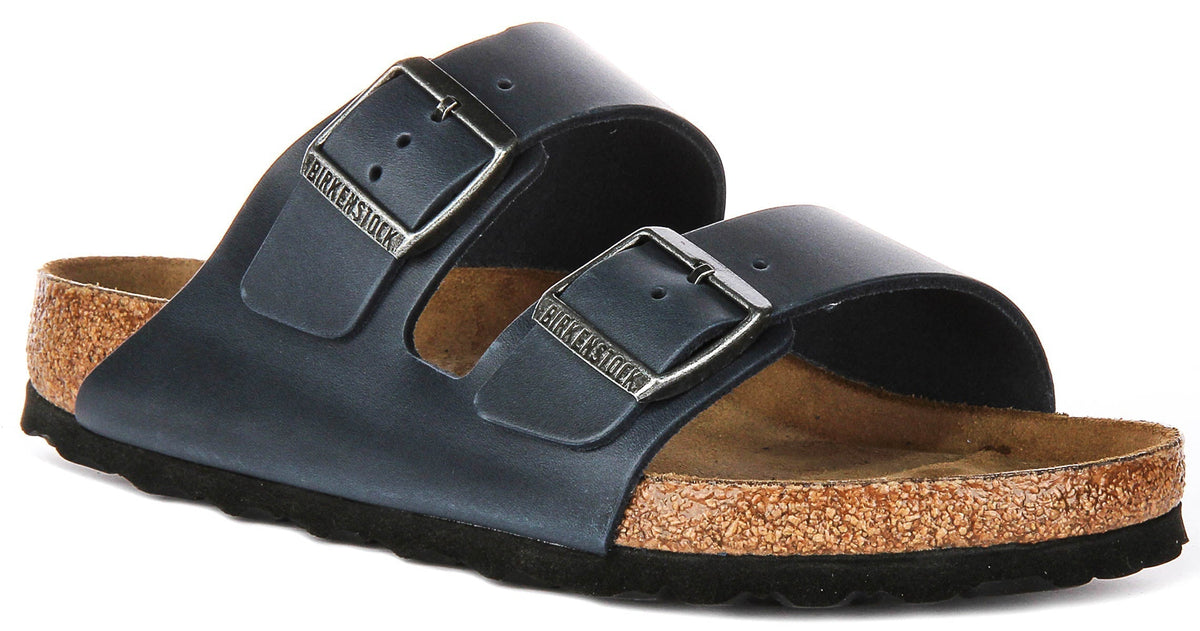 Sandali Birkenstock Arizona | pelle vera blu, plantare morbido da uomo e donna, calzata regular