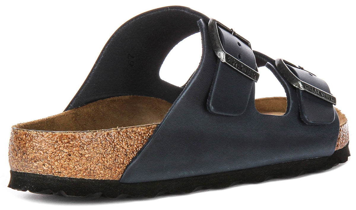 Sandali Birkenstock Arizona | pelle vera blu, plantare morbido da uomo e donna, calzata regular