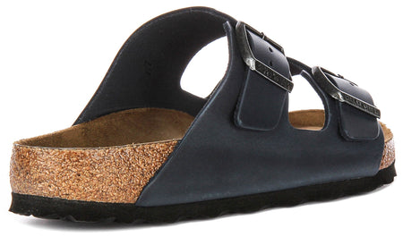 Sandali Birkenstock Arizona | pelle vera blu, plantare morbido da uomo e donna, calzata regular