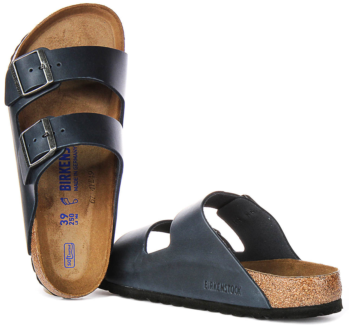 Sandali Birkenstock Arizona | pelle vera blu, plantare morbido da uomo e donna, calzata regular